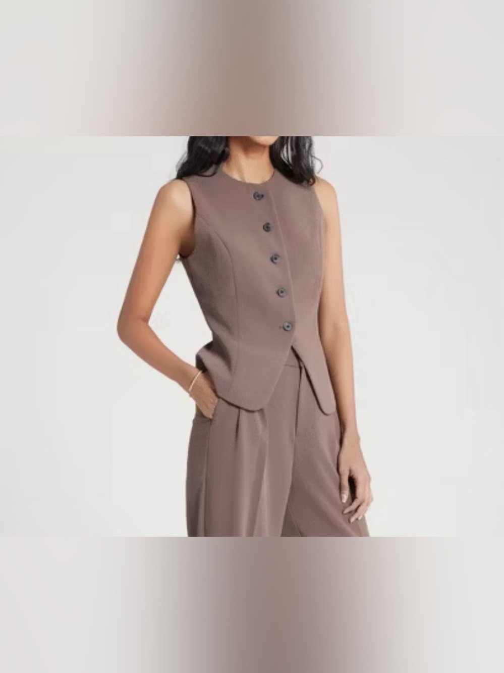Women's Long Waistcoat Vest - A New Day™ Black-size:L - Picture 5 of 7